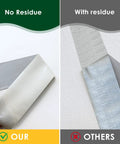 Comparison of heavy duty silver duct tape with no residue vs tape with residue on surfaces