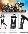 Black spring-band hose clamps set in assorted sizes (7-18mm) for low-pressure air and vacuum hoses
