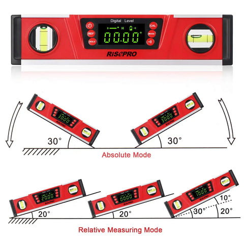 10 Inch Digital Torpedo Level And Protractor With IP54 Protection, Electronic Bubble Inclinometer, Large VA Display, DL135N