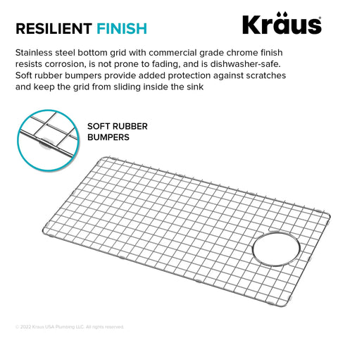 Stainless Steel Bottom Grid For 33 Inch Turino Drop In Undermount Fireclay Kitchen Sink Fits KFDW1-33GWH And KFDW1-33MGR Built To Last