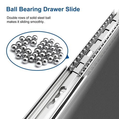 Badass Heavy Duty Locking Drawer Slides 24 Inch Pair with solid steel balls for smooth gliding in cabinet hardware.