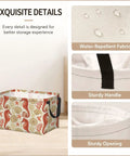 Premium Rectangular Storage Basket For Home Organization Waterproof Fabric Bin With Bold Print Design showcasing water-repellent fabric and sturdy handle.