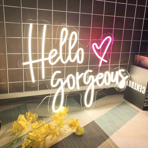 Pink LED Neon Sign Heart Shape Wall Light For Bedroom Wedding Party Bar And Christmas Decor 23.6 Inch Bright Yet Soft Glow Neon Light