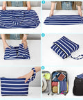 Extra Large Waterproof Beach Bag Tote with Zipper Wet Pocket 50L Capacity shown folded for compact travel