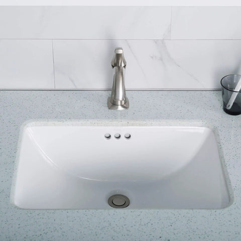 Elavo 21 Inch Rectangular Undermount White Porcelain Bathroom Sink With Overflow, Scratch-Resistant Ceramic Surface installed