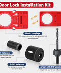 Rock Solid Door Hinge Jig Kit With Router Template And Mortise Chisel Guide For Latch Install Zero Sweat Setup for drilling template and hole saws.