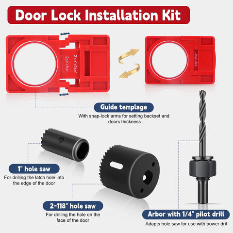 Rock Solid Door Hinge Jig Kit With Router Template And Mortise Chisel Guide For Latch Install Zero Sweat Setup for drilling template and hole saws.