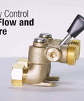 Side view of 2T-M2 1/2 Inch Brass Tubular Washing Machine Hot Water Shut Off Valve for Easy Hose Control, lever visible.