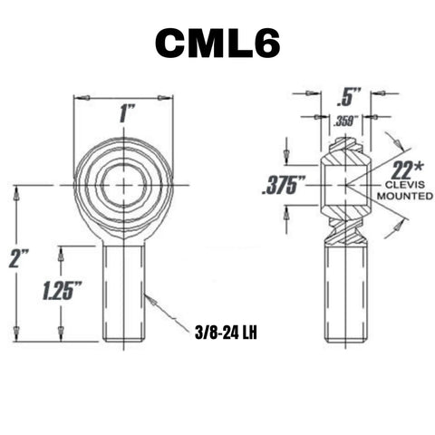 Premium Economy Male Left Hand Thread Rod End Bearing 3/8 Inch Bore With 3/8-24 External Threads Slick Heim Joint Build Includes Simple Twist On Jam Nut Solid 52100 Steel Core Straight Up Durability For Any Ride Or Rig
