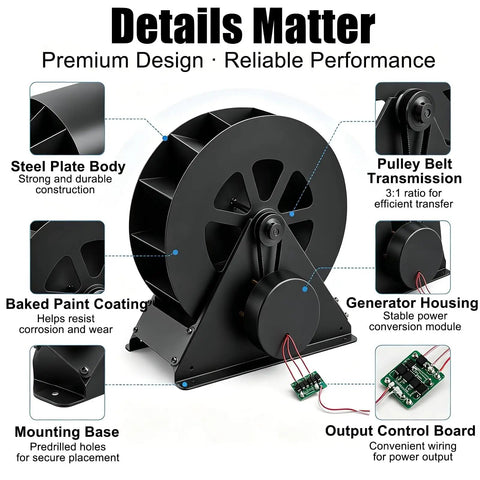 Low Speed Water Turbine Power Generator For Outdoor Hydro Energy Disc Type Hydroelectric Unit For Ponds Streams And Rivers 100W