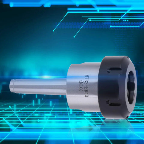 Precision Mt2 Shank Collet Chuck Holder For Cnc Lathe Milling featuring a silver-black design with ER40 and M10 specifications.
