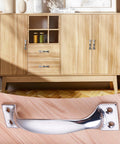 Galvanised Bow Door Handle Set 10 Pcs Durable Silver Outdoor Indoor Hardware installed on wooden cabinet in 100mm size