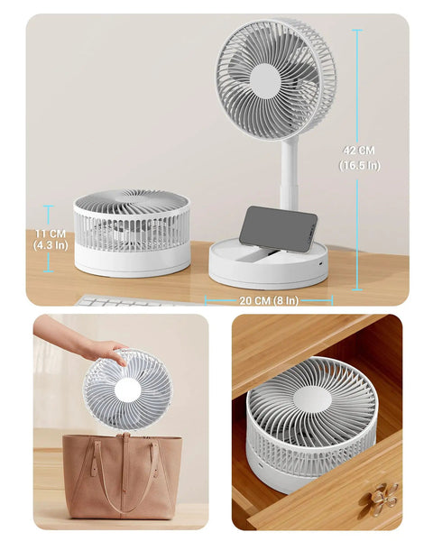 8 Inch Oscillating Desk Fan With Rechargeable Battery USB Powered Quiet Portable Cooling For Office And Home 24 Hour Run Time