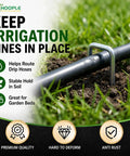 Heavy Duty 6 Inch 11 Gauge Galvanized Landscape Staples 100 Pack For Securing Weed Barrier Fabric Irrigation Hoses Netting And Outdoor Decor Garden Stakes And Sod Pins For Lawn And Patio Projects securing an irrigation hose in grass.