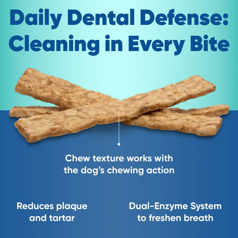 Dog Dental Chews For Small Pups, Enzymatic Formula For Plaque And Tartar Control, Beefhide Chews With Dual Enzyme System, Chicken Flavor