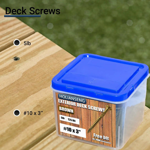 Three Inch Deck Screws No 10 Rust Resistant Brown Epoxy Coated For Outdoor Wood Projects With Torx Star Drive T25 Bit 5 Pound Pack
