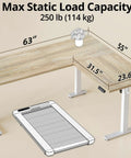 L Shaped Standing Desk With Electric Height Adjustment For Corner Setup Reversible Left Or Right 63 By 55 Inches Sit Stand Computer Table In Maple Finish