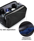 Travel Toiletry Organizer Dopp Kit For Men Large Water Resistant Shaving Bag with dry wet separation and waterproof compartment