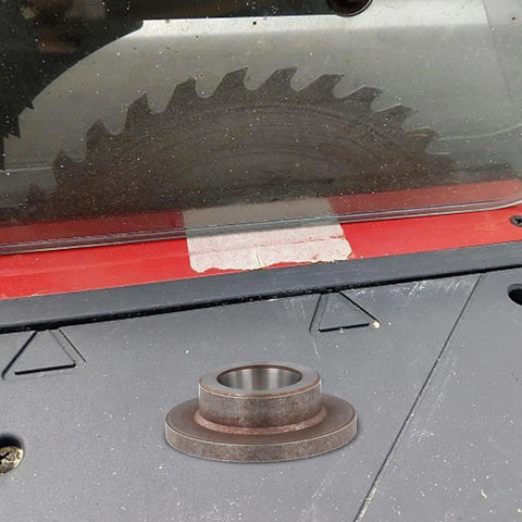 Inner Flange Blade Clamp Washer 61004600 For DCS391 Cordless Circular Saw Replacement Part, shown in front of saw blade