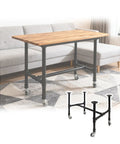 Heavy Duty Table Legs With 360 Degree Swivel Casters For Office Furniture Stand featuring a wooden top and black steel frame.