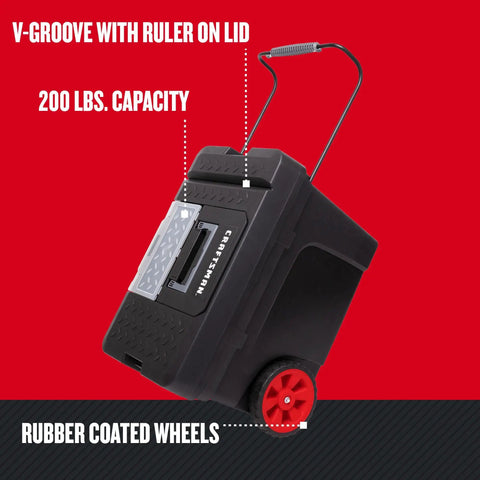 Rolling Tool Box With Wheels Lockable Latch Heavy Duty Plastic 15.2 Inch Includes Removable Organizer And Tray Extra Large Rubber Wheels