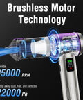 Cordless Handheld Car Vacuum With 22000 Pa High Power Suction showing brushless motor technology