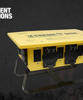 Heavy Duty Portable Temporary Power Box With Six 5-20R Receptacles And Reliable GFCI Protection Built Like A Tank With 14 Gauge Steel For Demanding Jobsite Projects dimensions: 12" height, 16" width, 22" depth.