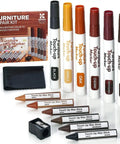 13 Piece Wood Stain and Scratch Repair Kit for Furniture With Markers and Wax Sticks, includes sharpener and cloth