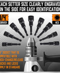 Ultimate 21 Piece Magnetic Nut Driver Set With Impact Socket Adapter Kit, 1/4" driver, hex bits