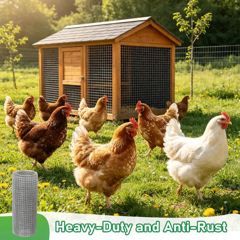 Heckuva Sturdy Galvanized Hardware Cloth 8 X 10 Feet 1/4 Inch Mesh 23 Gauge Welded Steel Fencing Roll around chickens by coop.