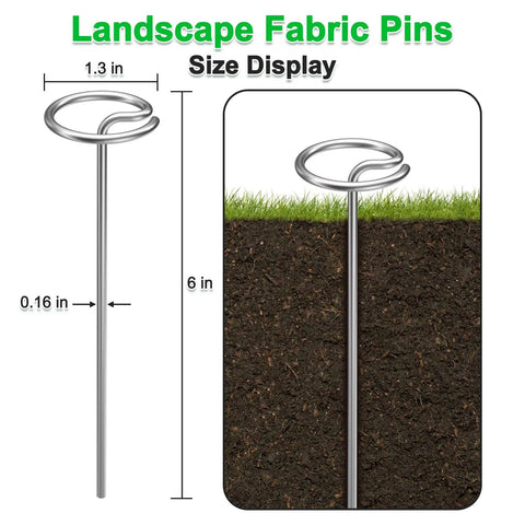 Beefy G Shaped 8 Gauge Thickened Galvanized Landscape Staples 120 Pack 6 Inch Ground Cover Pins Rust Resistant diagram