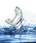Transparent Silicone Regulator Mouthpiece Set Of 6 For Scuba Diving shown above water splash, illustrating soft bite design.