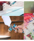 Built Different Heavy Duty Hvlp Paint Sprayer Gun with swappable nozzles in use for smooth wall and cabinet finish.