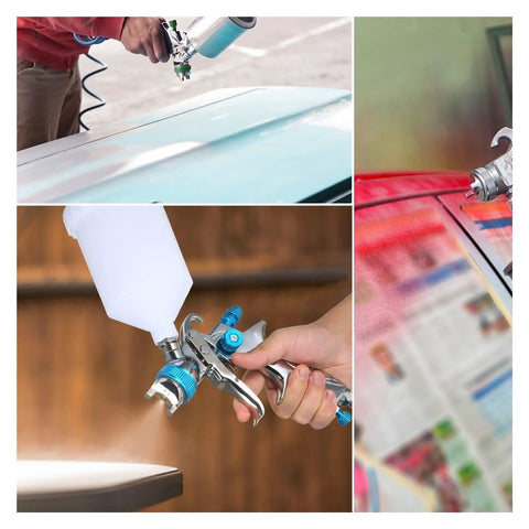 Built Different Heavy Duty Hvlp Paint Sprayer Gun with swappable nozzles in use for smooth wall and cabinet finish.
