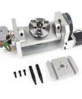Dead Nuts Precise Cnc Fifth Axis Rotary Table With A And C Axis Indexing Featuring A Badass 100 Mm Three Jaw Chuck on silver aluminum base.