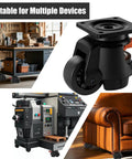 Tough As Nails 2 Inch Leveling Casters Set Of 4 With Adjustable Steel Feet, close-up of black nylon wheel on industrial caster.