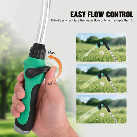 Adjustable Watering Wand For Garden Hose 36 To 54 Inches With 10 Spray Patterns And Pivoting Head Thumb Flow Control Nozzle in use
