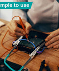 4 Pack No Hands Wire Holders For Soldering Green Helping Hands Clip Holders in use with electronic components