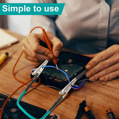 4 Pack No Hands Wire Holders For Soldering Green Helping Hands Clip Holders in use with electronic components
