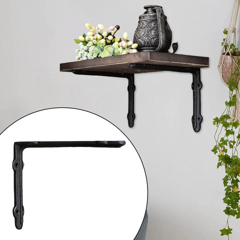 Heavy Duty Cast Iron L Shelf Brackets, Rustic Vintage Style Dope Decor For Kitchen And Living Room with decorative shelf display