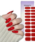 Semi Cured Gel Nail Strips Real Gel Nail Polish UV Wraps For Brittle Nails Waterproof Long Lasting Easy Peel Off Removal Hema Free 20 Piece Solid Bright Red Salon Kit With File And Stick