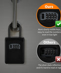 Comparison of Weatherproof 4 Digit Key Lock Box Wall Mounted With 5 Key Capacity And Resettable Code highlighting visibility features.