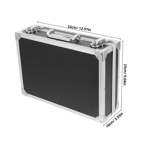 Grab And Go Portable Aluminum Tool Box With Latch System Ultra Lightweight Weather Resistant Hard Case in black, 13 by 9 inch