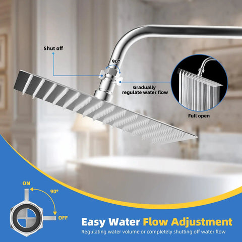 All Metal Shower Flow Control Valve With Brass Shut Off And Metal Lever, G One Half Inch Thread, Water Regulator For Handheld Shower Or Bidet Sprayer, Chrome Finish, Durable Brass Body, Easy Water Volume Control on shower head