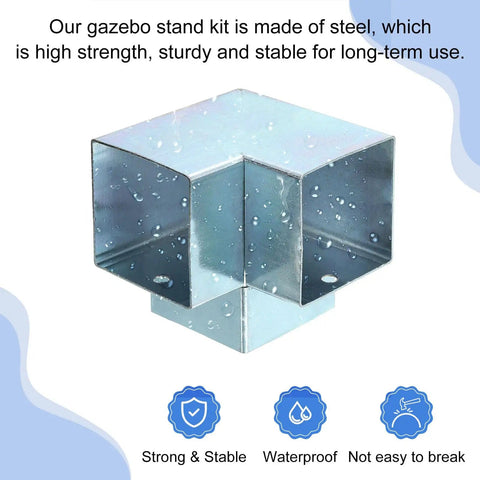 Three Way Gazebo Brackets Kit For 2x2 Lumber Right Angle Corner Brackets Outdoor Patio DIY Woodworking Galvanized Steel Heavy Duty