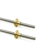 Two 300mm TR8x2 Lead Screws With T8 Brass Nuts For Z Axis In 3D Printers And CNC Machines, Acme Thread, 2mm Pitch, SUS304 Stainless Steel