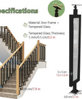 Rock Solid Black Iron Stair Spindles Featuring Tempered Glass Balusters Heavy Duty Staircase Railing Kit dimensions and material specifications