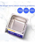 Hualuck Ultrasonic Vinyl Record Cleaner With Heating Feature Stainless Tank for jewelry and small parts, top view.