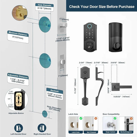 Premium Smart Front Door Lock With Hella Secure Fingerprint Deadbolt Sleek Wireless Keyless Entry Set Easy Bluetooth Keypad And Auto Lock That Plays Nice With Alexa For Zero Hassle Daily Home Access Matte Black