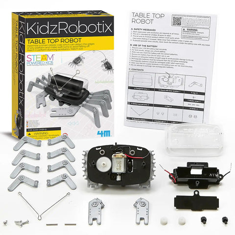 Tabletop Robot Kit For Kids And Teens, DIY Robotics STEM Toy That Builds An Awesome Mechanical Crab, Easy Assembly, Edge Detector Engineering Gift For Boys And Girls, Educational Hands On Fun parts laid out